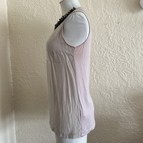 Zara Light Taupe Smoky Gem Bejeweled Neckline Sleeveless Shell Tank Top Small - Picture 6 of 8